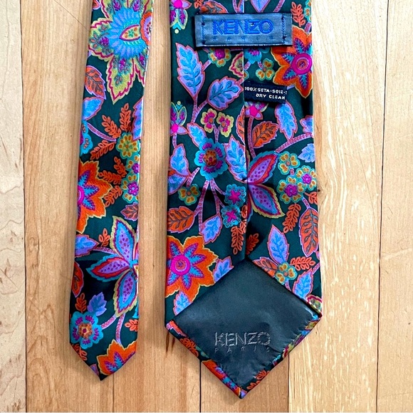 Kenzo Colorful Floral Print Silk Tie - Picture 6 of 16